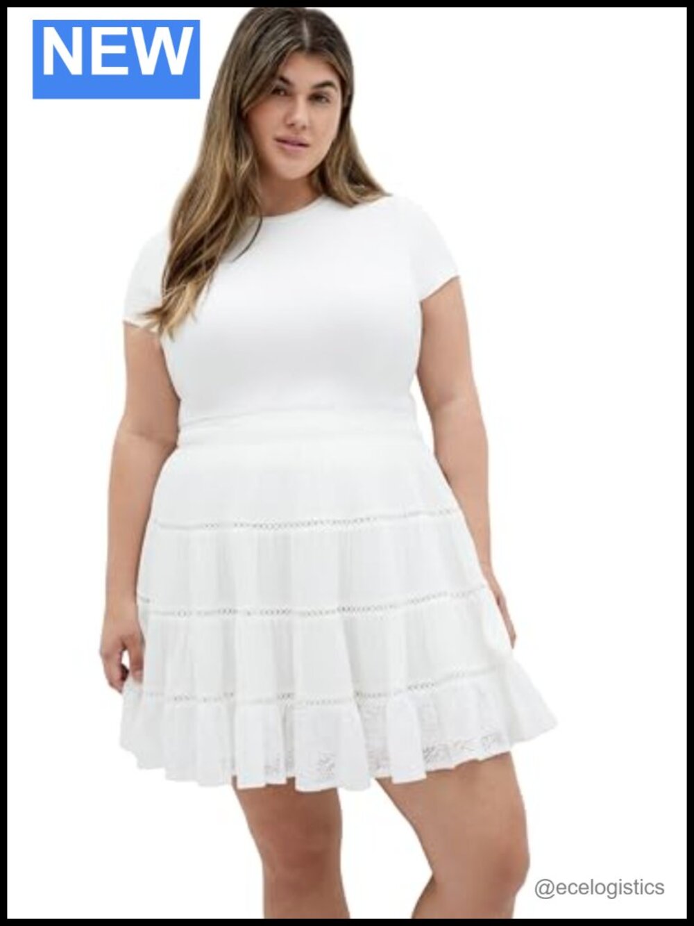 Plus Size Mini Skirt Viscose Crochet Details High Rise Pull On